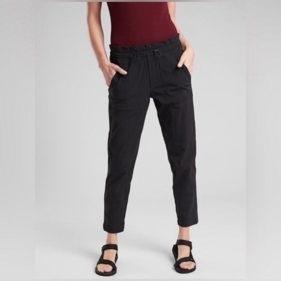 Athleta Womens Pants Size 8 Black Staight Leg Trekkie Paper Bag Hiking - Picture 1 of 16